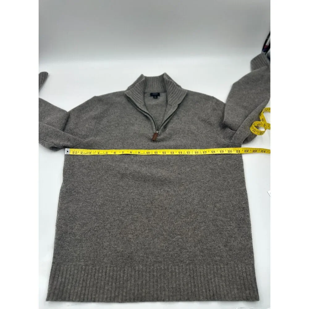 J. Crew Men Lamb Wool Sweater 3/4 Zip Cowl Neck Size M Casual Top Wool EUC